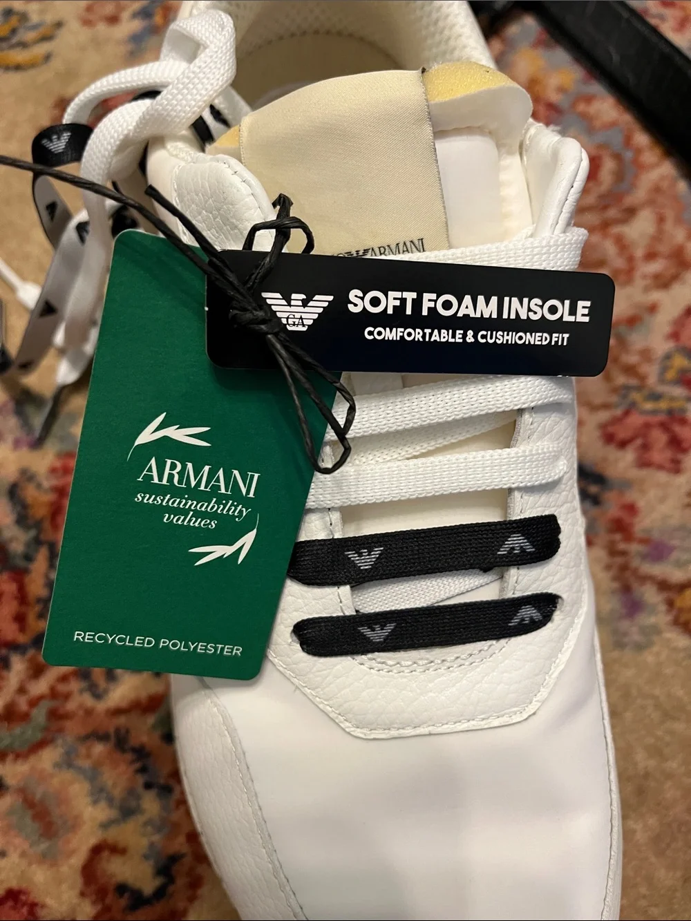 Emporio Armani Men’s White Sneakers with Black Accents